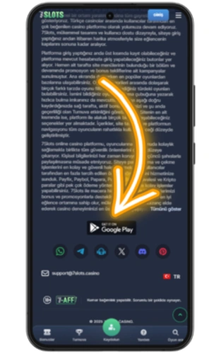 Android için indir düğmesine basıyoruz 7Slots indir APK